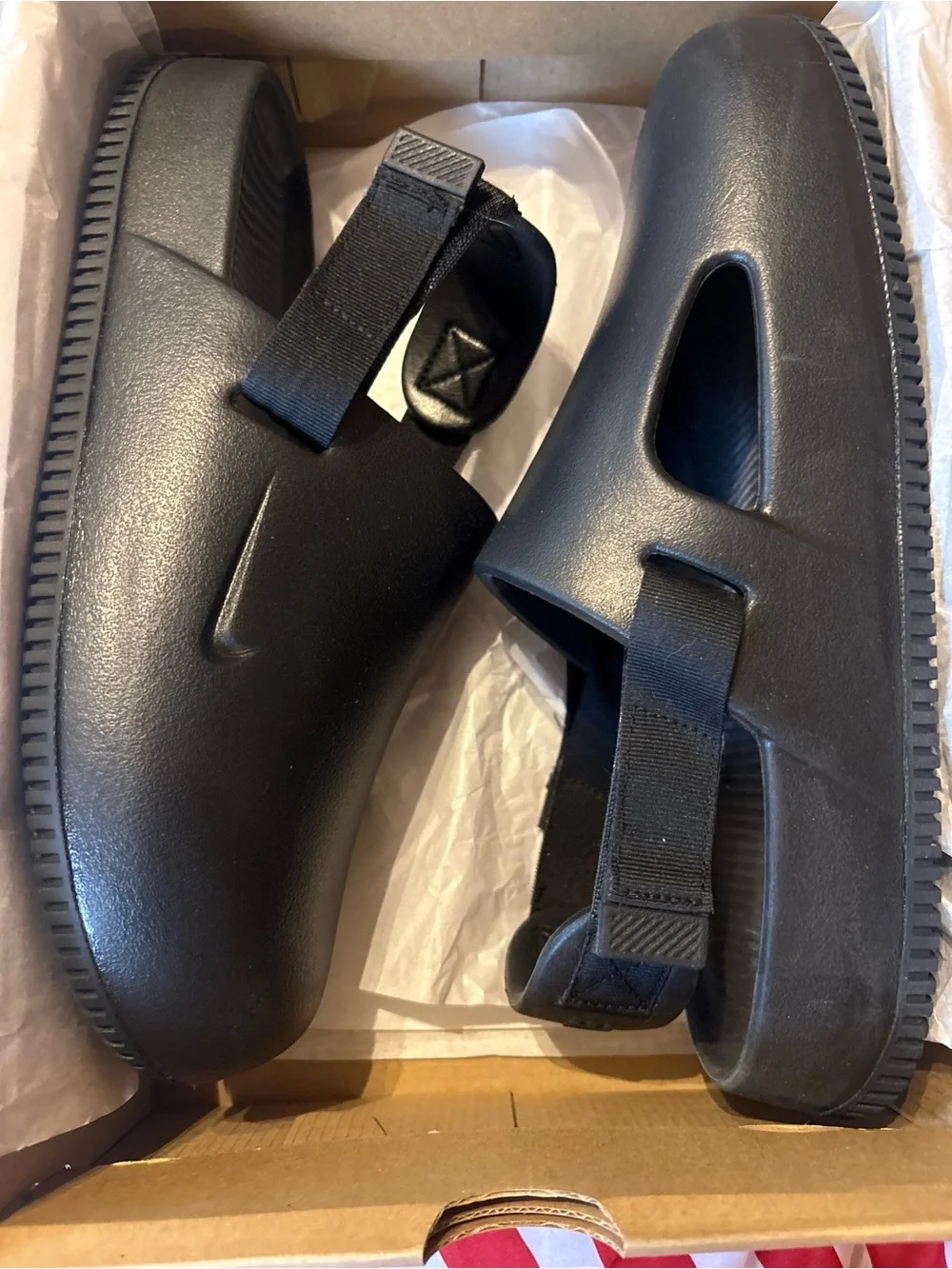 Nike Men's All-Black Slide Sandals with Adjustable Heel Strap